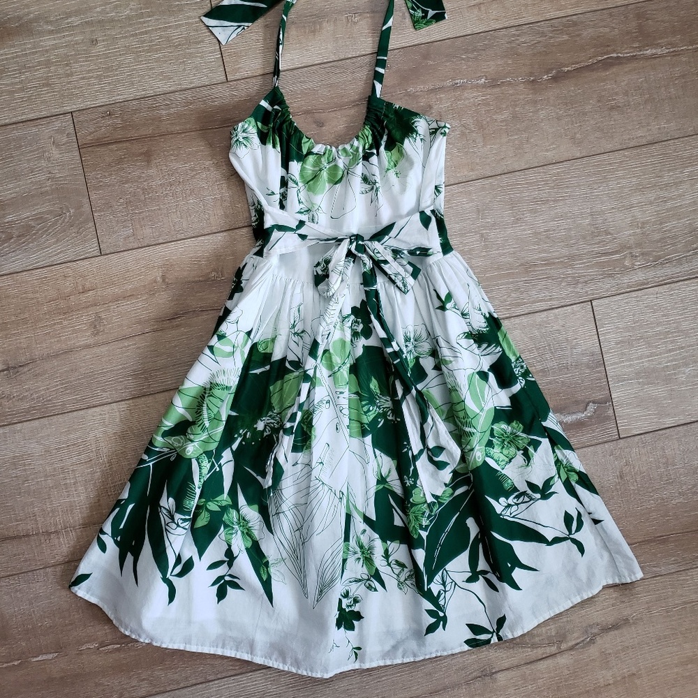 Fire Los Angeles White and Green Floral Mini Dress